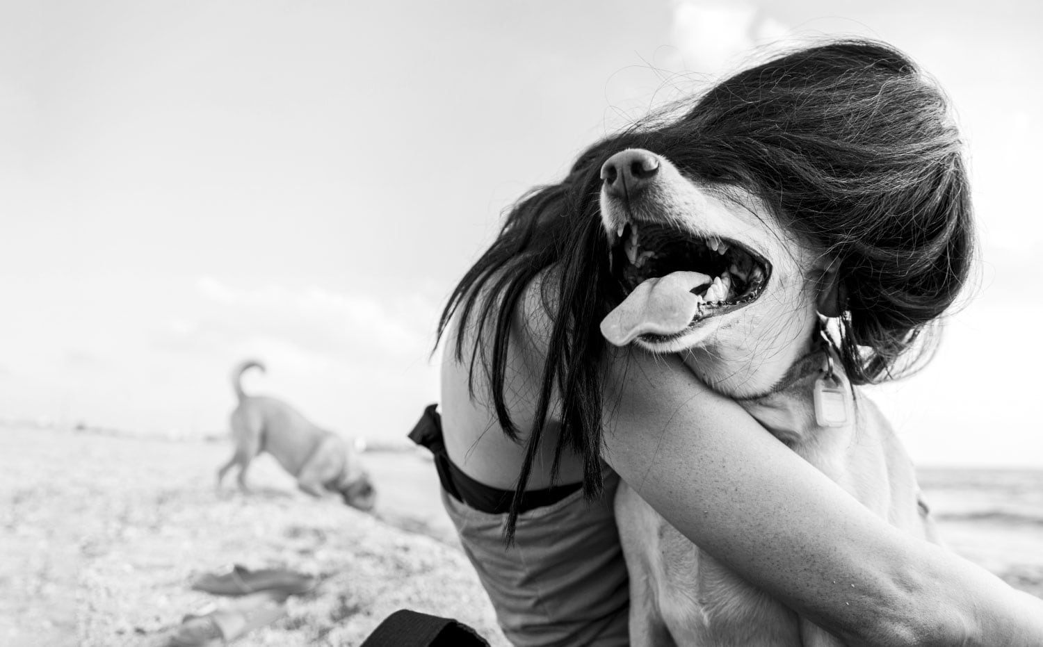 Girl on beach with dog